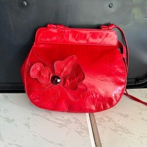 Beverly Feldman Vibrant Red Leather Strap Purse